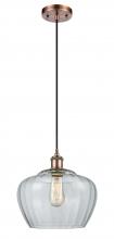 Innovations Lighting 516-1P-AC-G92-L-LED - Fenton - 1 Light - 11 inch - Antique Copper - Cord hung - Mini Pendant