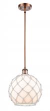 Innovations Lighting 516-1S-AC-G121-10RW-LED - Farmhouse Rope - 1 Light - 10 inch - Antique Copper - Mini Pendant