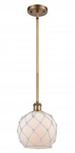 Innovations Lighting 516-1S-BB-G121-8RW-LED - Farmhouse Rope - 1 Light - 8 inch - Brushed Brass - Mini Pendant