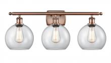 Innovations Lighting 516-3W-AC-G122-8-LED - Athens - 3 Light - 28 inch - Antique Copper - Bath Vanity Light