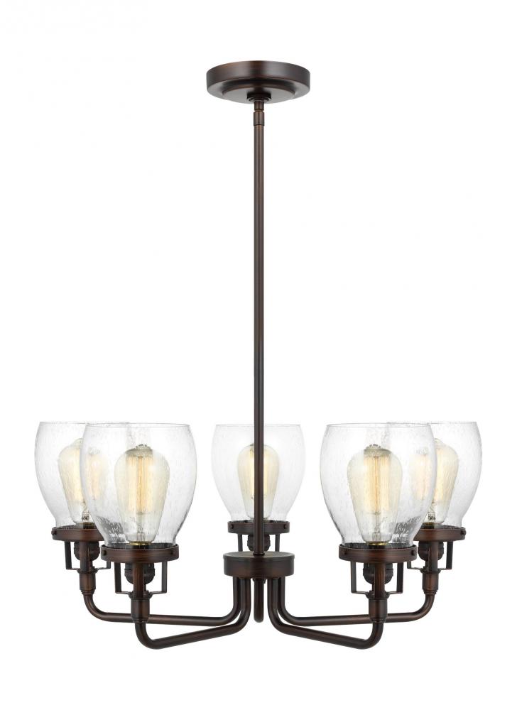 Belton transitional 5-light indoor dimmable ceiling up chandelier pendant light in bronze finish wit