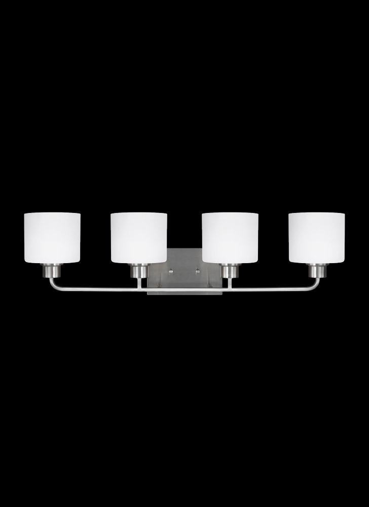 Canfield modern 4-light indoor dimmable bath vanity wall sconce in brushed nickel silver finish with