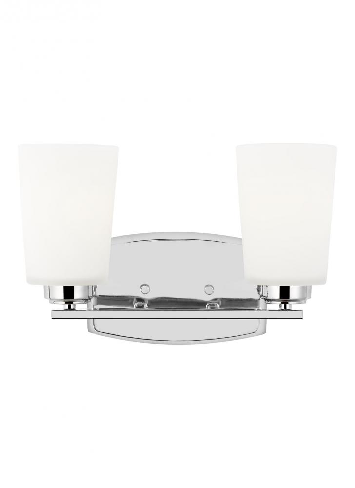 Franport transitional 2-light indoor dimmable bath vanity wall sconce in chrome silver finish with e