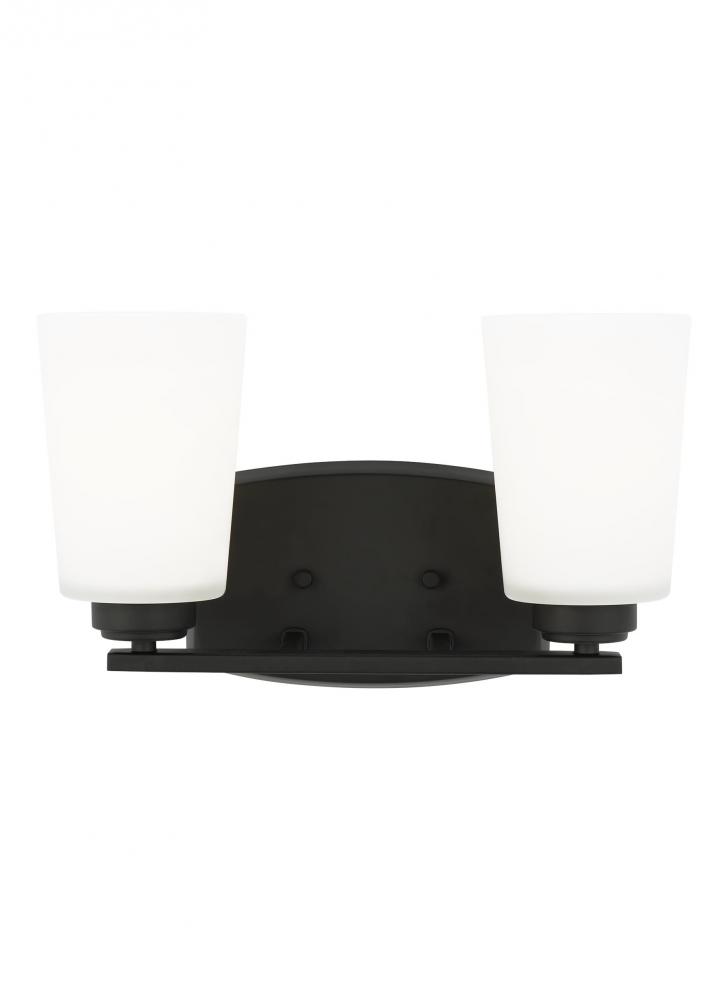 Franport transitional 2-light indoor dimmable bath vanity wall sconce in midnight black finish with