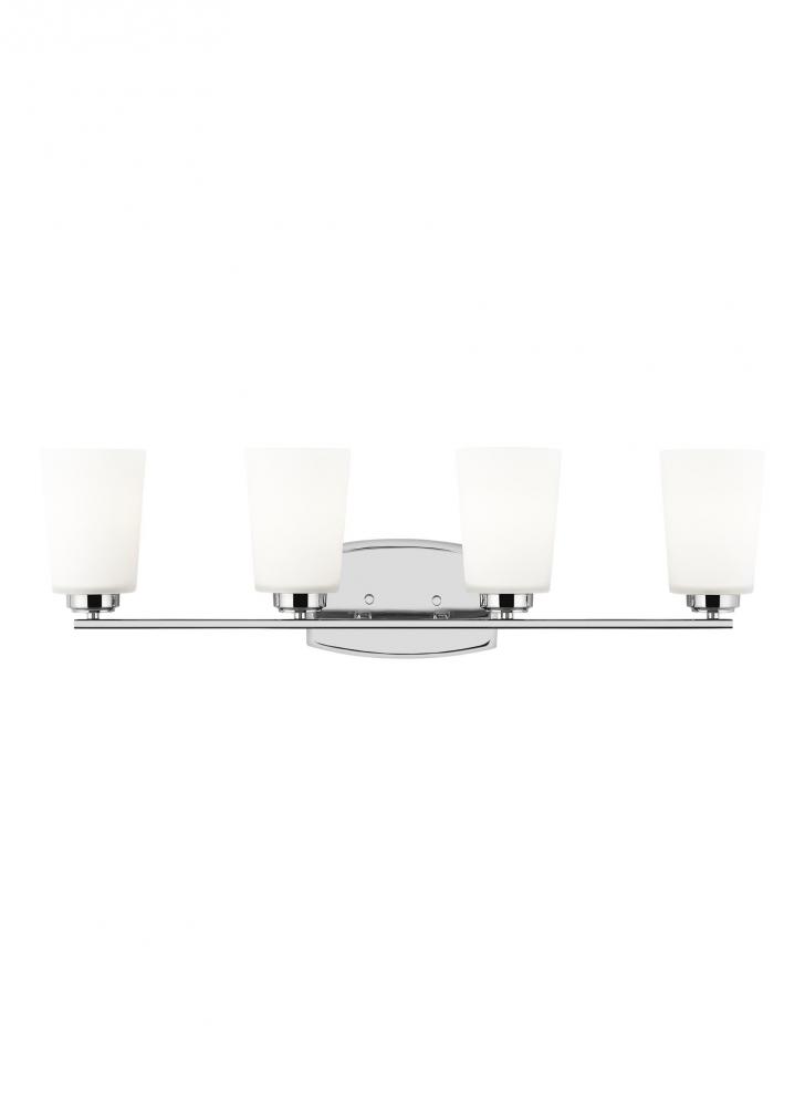 Franport transitional 4-light indoor dimmable bath vanity wall sconce in chrome silver finish with e