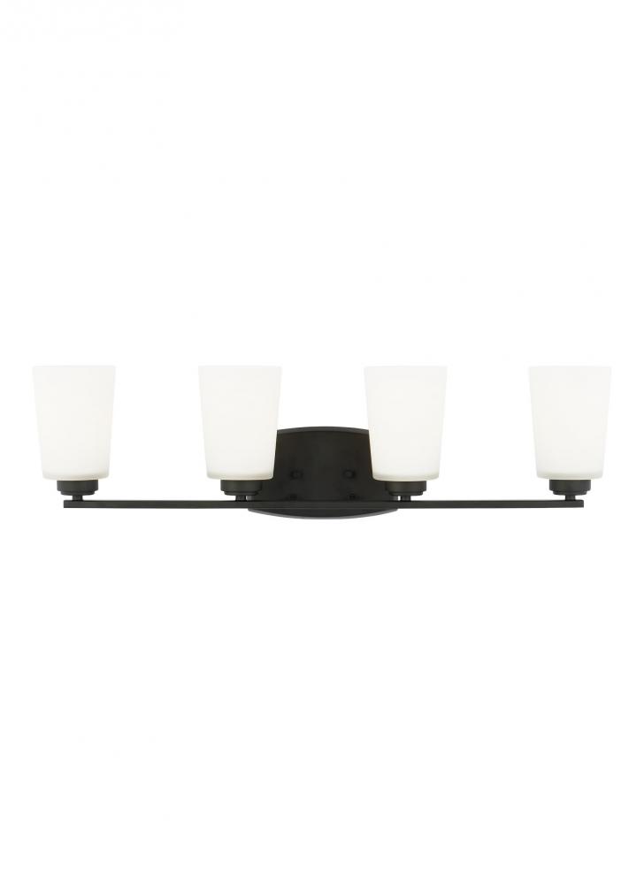 Franport transitional 4-light indoor dimmable bath vanity wall sconce in midnight black finish with