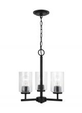 Generation Lighting 31170-112 - Oslo indoor dimmable 3-light chandelier in a midnight black finish with a clear seeded glass shade