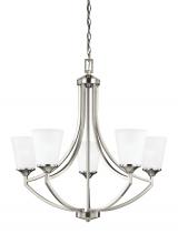 Generation Lighting 3124505-962 - Hanford traditional 5-light indoor dimmable ceiling chandelier pendant light in brushed nickel silve
