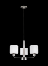 Generation Lighting 3128803-962 - Canfield modern 3-light indoor dimmable ceiling chandelier pendant light in brushed nickel silver fi