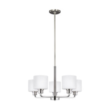 Generation Lighting 3128805-962 - Canfield modern 5-light indoor dimmable ceiling chandelier pendant light in brushed nickel silver fi