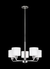 Generation Lighting 3128805-962 - Canfield modern 5-light indoor dimmable ceiling chandelier pendant light in brushed nickel silver fi