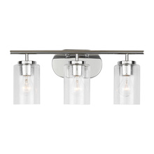 Generation Lighting 41172-05 - Oslo dimmable 3-light wall bath sconce in a chrome finish with clear seeded glass shade