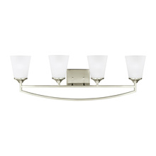 Generation Lighting 4424504EN3-962 - Hanford traditional 4-light LED indoor dimmable bath vanity wall sconce in brushed nickel silver fin