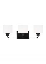 Generation Lighting 4428803-112 - Canfield indoor dimmable 3-light wall bath sconce in a midnight black finish and etched white glass