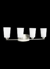 Generation Lighting 4428904-962 - Franport transitional 4-light indoor dimmable bath vanity wall sconce in brushed nickel silver finis
