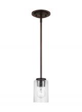 Generation Lighting 61170-710 - Oslo indoor dimmable 1-light mini pendant in a bronze finish with a clear seeded glass shade