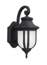 Generation Lighting 8536301-12 - Childress traditional 1-light outdoor exterior small wall lantern sconce in black finish with satin