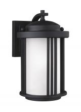Generation Lighting 8547901-12 - Crowell contemporary 1-light outdoor exterior small wall lantern sconce in black finish with satin e