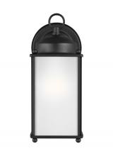Generation Lighting 8593001-12 - New Castle traditional 1-light outdoor exterior large wall lantern sconce in black finish with satin