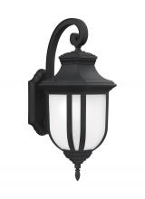 Generation Lighting 8736301-12 - Childress traditional 1-light outdoor exterior large wall lantern sconce in black finish with satin
