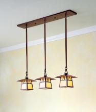 Arroyo Craftsman CICH-8/3BTN-AC - 8" carmel 3 light in-line chandelier with bungalow overlay