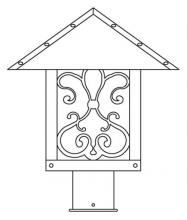 Arroyo Craftsman TRP-12ASAM-BK - 12" timber ridge post mount with ashbury  filigree