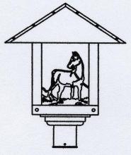 Arroyo Craftsman TRP-16HSM-AB - 16" timber ridge post mount with horse filigree