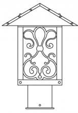 Arroyo Craftsman TRP-9ASRM-AB - 9" timber ridge post mount with ashbury  filigree