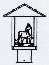 Arroyo Craftsman TRP-9HSAM-P - 9" timber ridge post mount with horse filigree