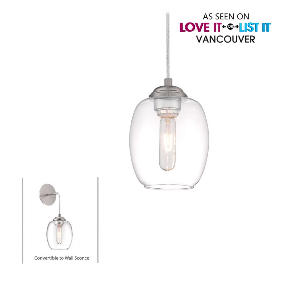 1 Light Mini Pendant (Convertible To Wall Sconce)