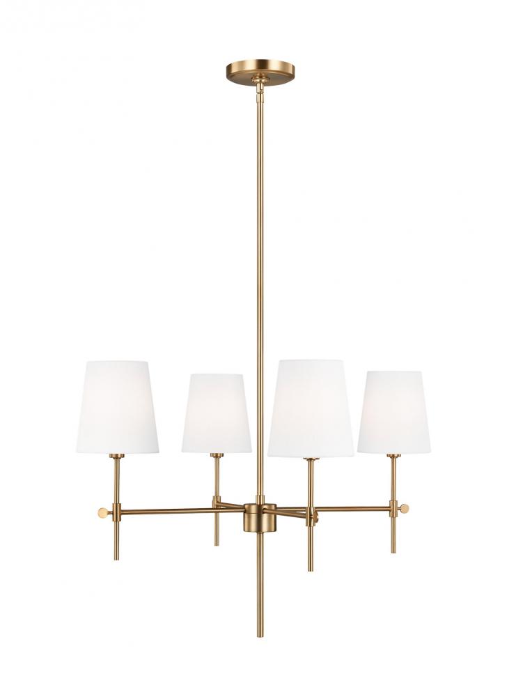 Baker modern 4-light LED indoor dimmable ceiling small chandelier pendant light in satin brass gold