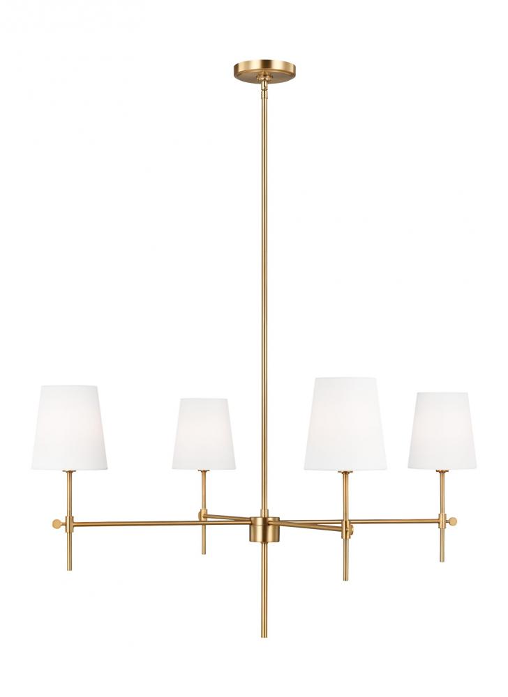 Baker modern 4-light indoor dimmable ceiling large chandelier pendant light in satin brass gold fini