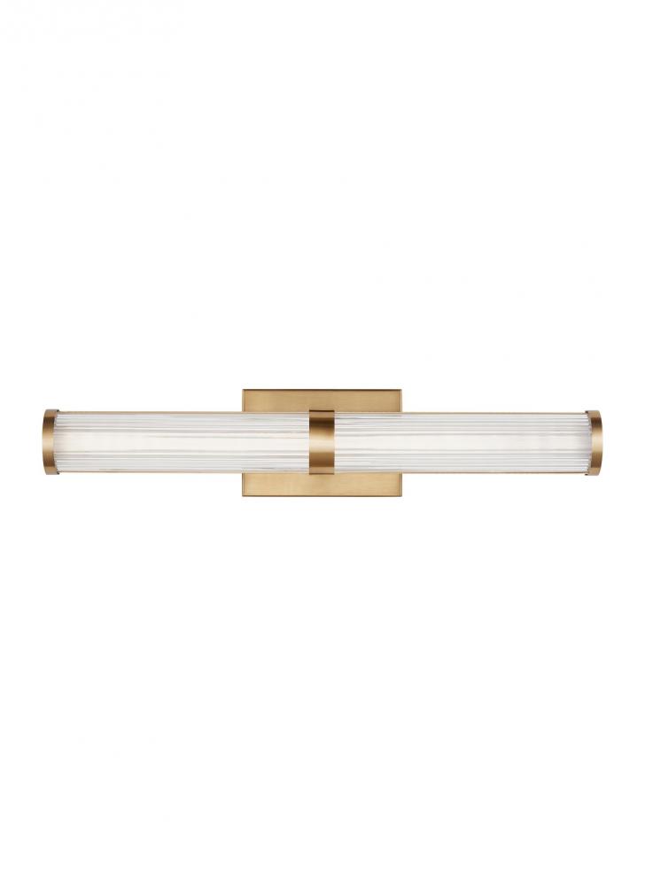 Syden contemporary 1-light LED indoor dimmable medium bath vanity wall sconce in satin brass gold fi