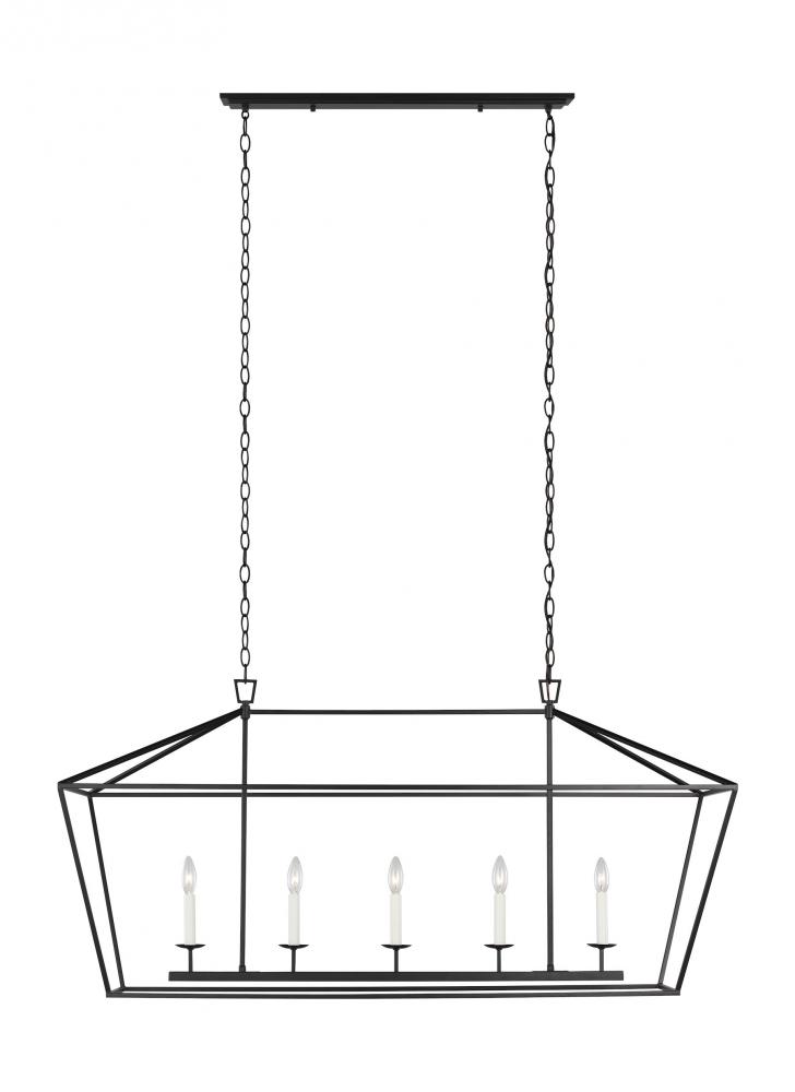 Dianna transitional 5-light indoor dimmable linear ceiling chandelier pendant light in midnight blac