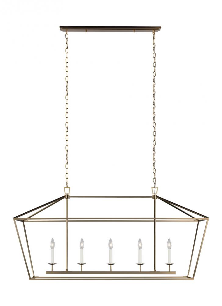 Dianna transitional 5-light indoor dimmable linear ceiling chandelier pendant light in satin brass g