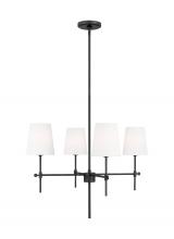 Visual Comfort & Co. Studio Collection 3187204EN-112 - Baker modern 4-light LED indoor dimmable ceiling small chandelier pendant light in midnight black fi