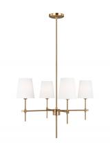 Visual Comfort & Co. Studio Collection 3187204EN-848 - Baker modern 4-light LED indoor dimmable ceiling small chandelier pendant light in satin brass gold