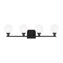 Visual Comfort & Co. Studio Collection 4461604-112 - Clybourn modern 4-light indoor dimmable bath vanity sconce in midnight black finish with white milk