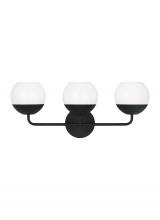 Visual Comfort & Co. Studio Collection 4468103-112 - Alvin modern 3-light indoor dimmable bath vanity wall sconce in midnight black finish with white mil