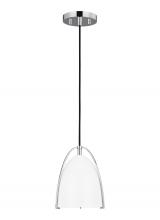 Visual Comfort & Co. Studio Collection 6151801-05 - Norman modern 1-light indoor dimmable mini ceiling hanging single pendant light in chrome silver fin