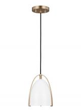 Visual Comfort & Co. Studio Collection 6151801-848 - Norman modern 1-light indoor dimmable mini ceiling hanging single pendant light in satin brass gold