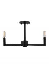 Visual Comfort & Co. Studio Collection 7764203-112 - Fullton modern 3-light indoor dimmable semi-flush mount in midnight black finish