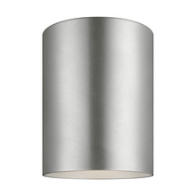 Visual Comfort & Co. Studio Collection 7813801-753 - Outdoor Cylinders transitional 1-light outdoor exterior ceiling flush mount in painted brushed nicke
