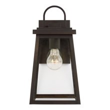 Visual Comfort & Co. Studio Collection 8648401EN3-71 - Founders modern 1-light LED outdoor exterior medium wall lantern sconce in antique bronze finish wit