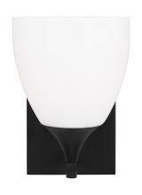 Visual Comfort & Co. Studio Collection DJV1021MBK - Toffino Modern 1-Light Wall Sconce Bath Vanity in Midnight Black Finish With Milk Glass Shade