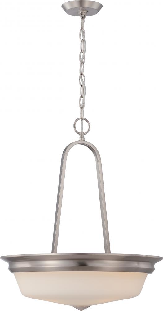 Calvin - 3 Light Pendant with Satin White Glass - LED Omni Included