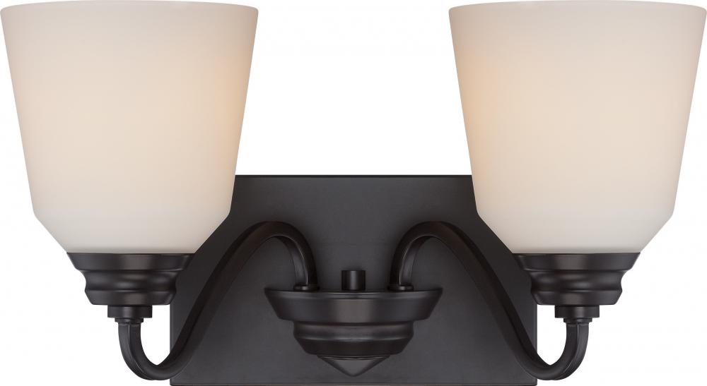 Calvin - 2 Light Vanity Fixture with Satin White Glass - LED Omni Included