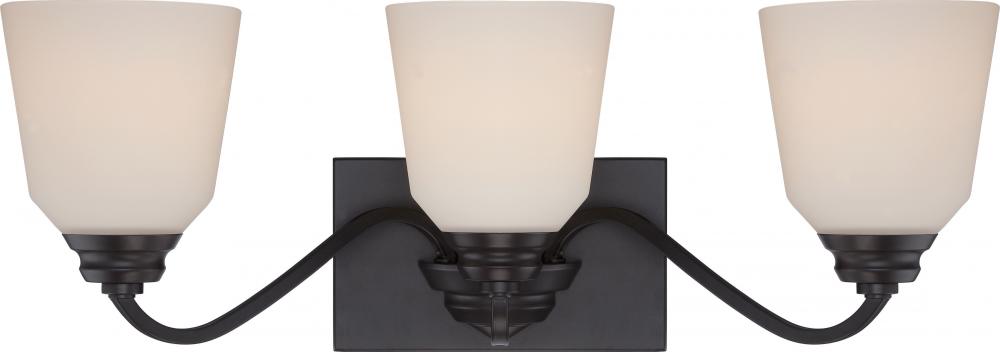 Calvin - 3 Light Vanity Fixture with Satin White Glass - LED Omni Included