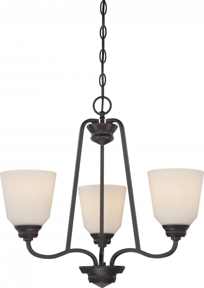 Calvin - 3 Light Chandelier with Satin White Glass - LED Omni Included