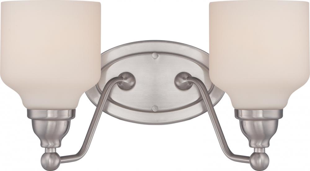 Kirk - 2 Light Vanity Fixture with Satin White Glass - LED Omni Included